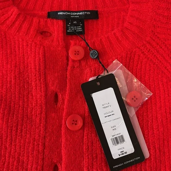French Connection Fluffy Knit Cardigan, NWT, XS - Picture 2 of 5